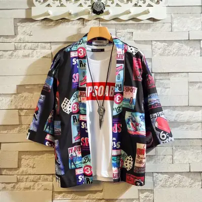 2020 Men Printed 3/4 Sleeve Beachrobe Wholesale