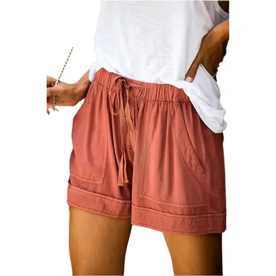 Women Light Blue High Waist Casual Shorts 2025