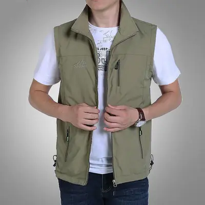 Men's Navy Blue Fleece Vest Spring Autumn Casual Wear