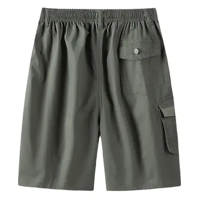 Men's Elastic Waist Cargo Shorts Olive Kameel