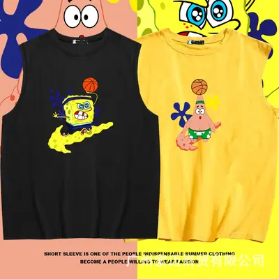 SpongeBob Sleeveless T-Shirt Black Pure Cotton