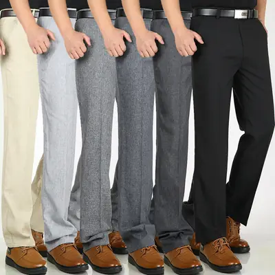 Men Black Thin Casual Pants Middle Aged Business Casual Long Pants