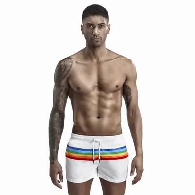 Seobean Spring New Casual Shorts Rainbow Stripes Loose Fit