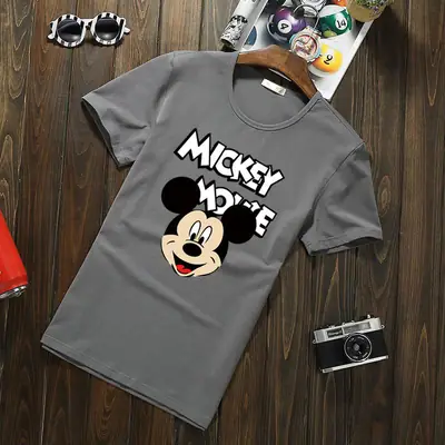 Men Cotton Mickey T-Shirt White 2024 Summer