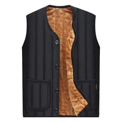 Men's Fleece Lined Waistcoat Vest Black Large