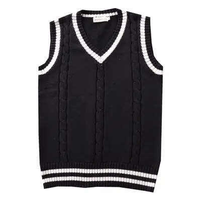 Black V-Neck Twist Color Vest for Men Women Knitwear