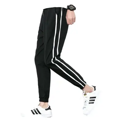 Men Korean Style Ankle Pants Black White Track Pants