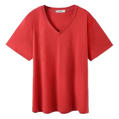 2025 Summer V Neck Green T-Shirt Large
