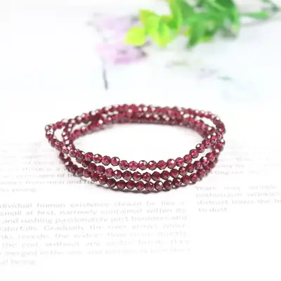 Natural Wine Red Cut Garnet Three-Ring Bracelet