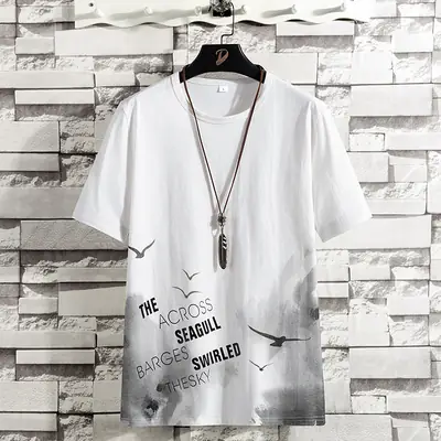 Men Printed Cotton T-Shirt White 2025