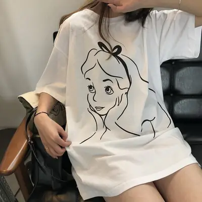 2025 Printed Mid-Length T-Shirt for Women