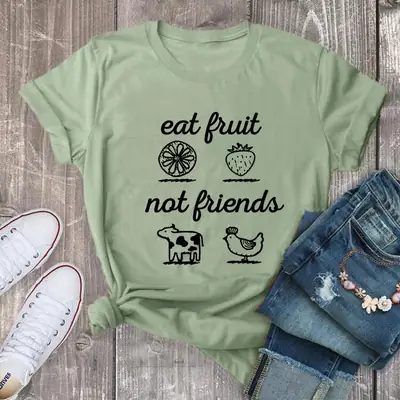 Eat Fruit Not Friends T-Shirt Maroon Short Sleeve