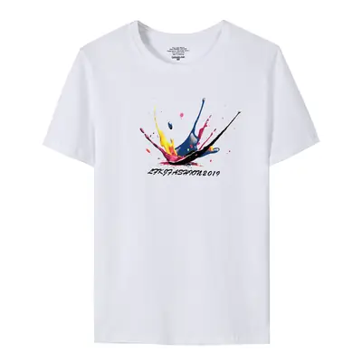 Wholesale Men Navy T-Shirt with Color Splash Graphic