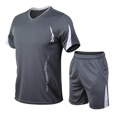 Men Neon Blue Athletic Sportswear Set Shorts & T-Shirt