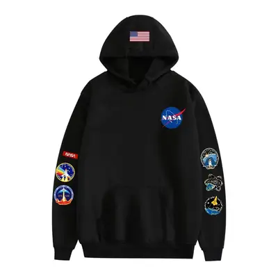 Black NASA Space Hooded Sweatshirt for Men Women
