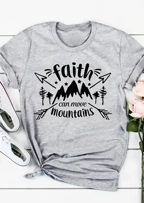 Faith Can Move Mountains Short Sleeve T-Shirt Grey