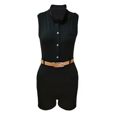 Women White Sleeveless High Waist Shorts Set
