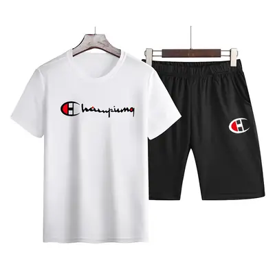 Men's Yellow Champion T-Shirt & Black Shorts Set
