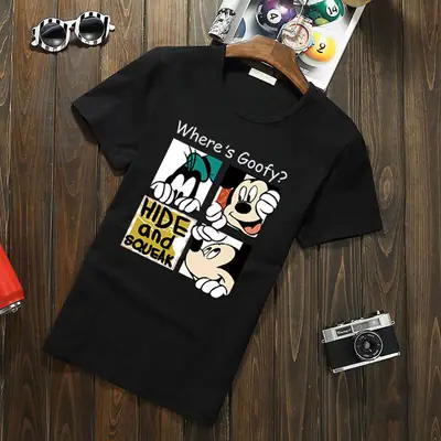 Men Grey Mickey Digital Print T-Shirt Short Sleeve