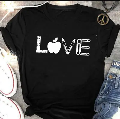 Love Apple Graphic T-Shirt Yellow Short Sleeve