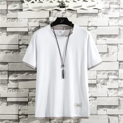 Men Summer Pure Cotton T-Shirt Green Short Sleeve