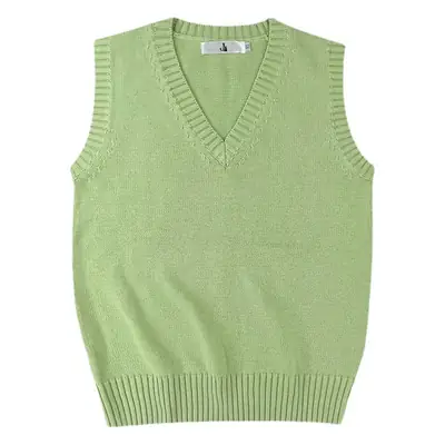 Black V-Neck Sleeveless Knit Vest for Women