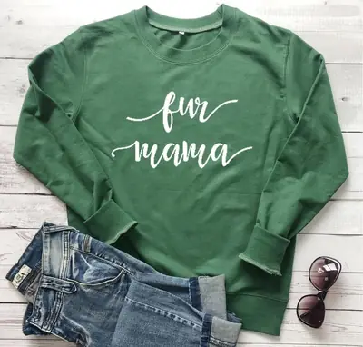 Fun Mama Letter Sweater for Women Grey