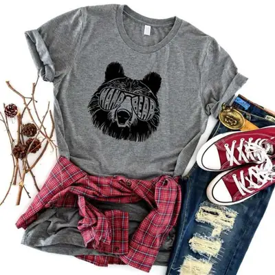 Mama Bear Letter Short Sleeve T-Shirt White