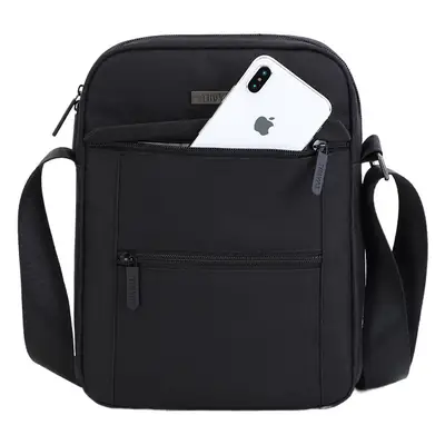 Men's Vertical Cloth Shoulder Bag Black Business Commuter