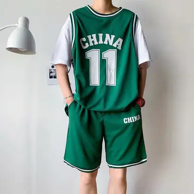 Men China 11 Jersey Shorts Set Summer Casual Sport
