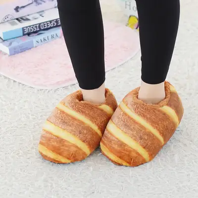 Personalized Creative Bread Toast Soft and Comfortable Home Toy Slippers Indoor Floor Non-Slip Plush Cotton Slippers