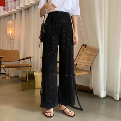 Women Super Flash Dosing Pants Black Straight Casual 2020