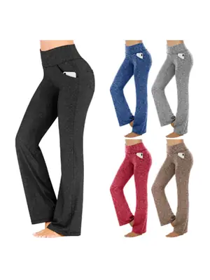 Black Micro-Width High Waist Yoga Pants for Women