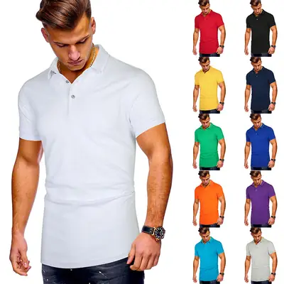 Men's 2020 Summer Polo Shirt Solid Color European Size