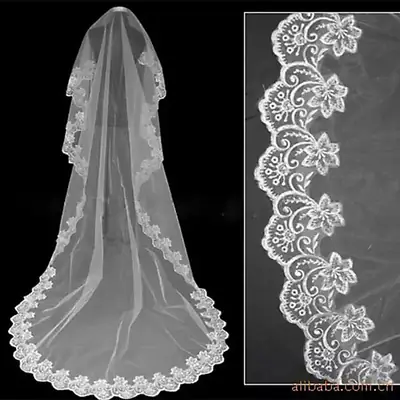 Lace Lace Veil for Weddings Single Layer 3m