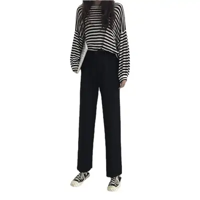 2022 Korean Casual Pants Loose Slim Elastic Waist Women
