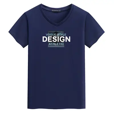 Korean Printed V-Neck T-Shirt for Men Olive Green