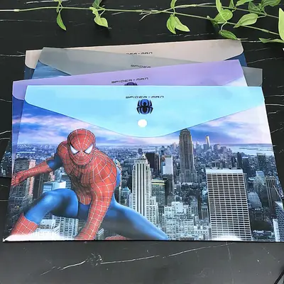 Student file bag creative stationery Spider Man a4 cartoon buckle bag file set folder children's storage bag