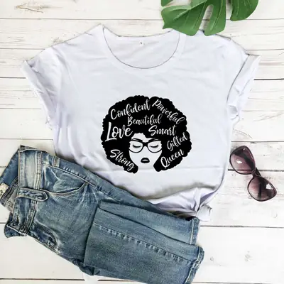 Confident Girl Love Queen T-Shirt Yellow Short Sleeve