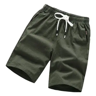 Men Cotton Drawstring Shorts Navy Blue Summer