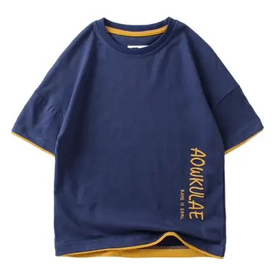 Kids Printed Cotton T-Shirt Light Blue Long Sleeve