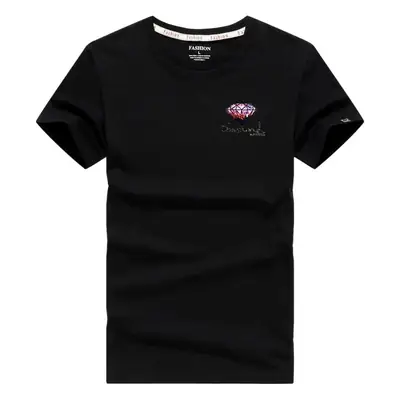 Men Grey Embroidered T-Shirt Large