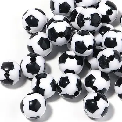 Black & White Football Shape Loose Beads 8-20mm