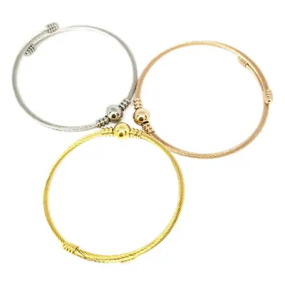 Stainless Steel Braided Bracelet with Pearl & Gold Tone