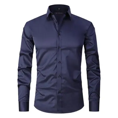 Men's Long Sleeve Slim Fit Shirt Light Grey Stretch