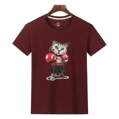 Men's Black Cat Love Graphic T-Shirt Plus Size