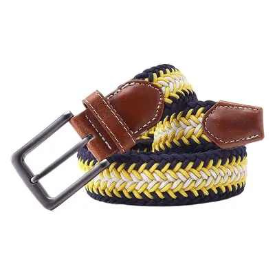 Men's Blue Braided Fishbone Belt with Metal Buckle