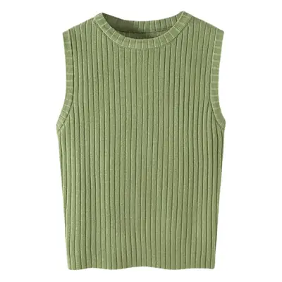 Women Knitted Sleeveless Vest Black Slim Fit