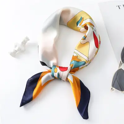 Spring Silk Scarf with Floral Print Green