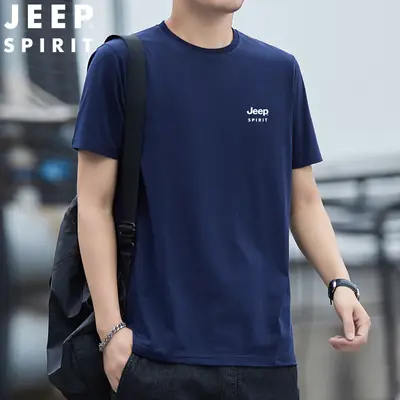 JEEP SPIRIT Men's Black T-Shirt Round Neck Short Sleeve